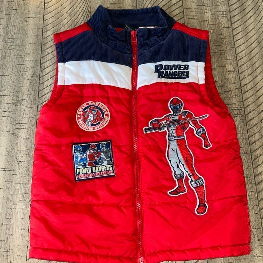 Power💥 Rangers! Go Go Power Rangers Patches! 🚀 Quilted Vest With Corduroy.